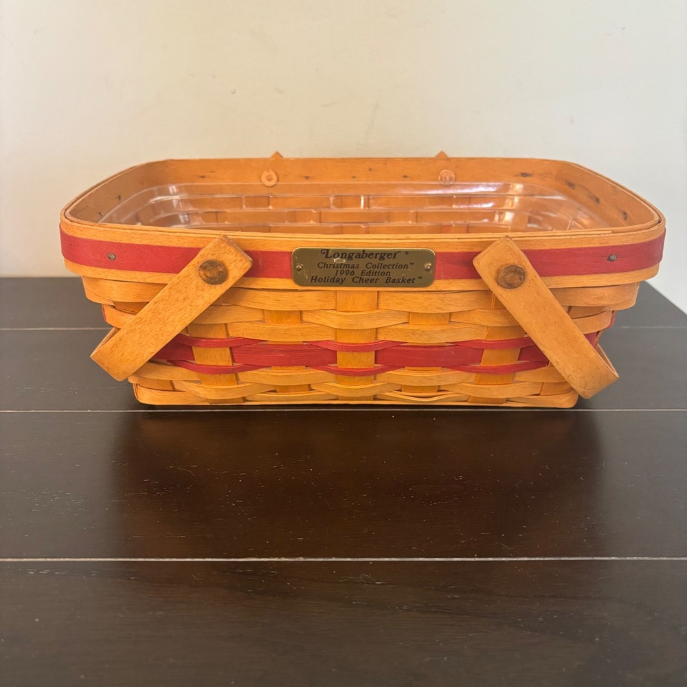 Longaberger 1996 Christmas Collection Holiday Cheer Basket w Liner | Red Trim‎